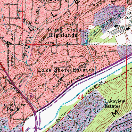 Topographic Map of Lake Shore Estates, AL