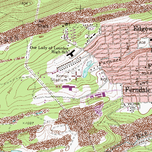 Topographic Map of Kemp Stadium, PA