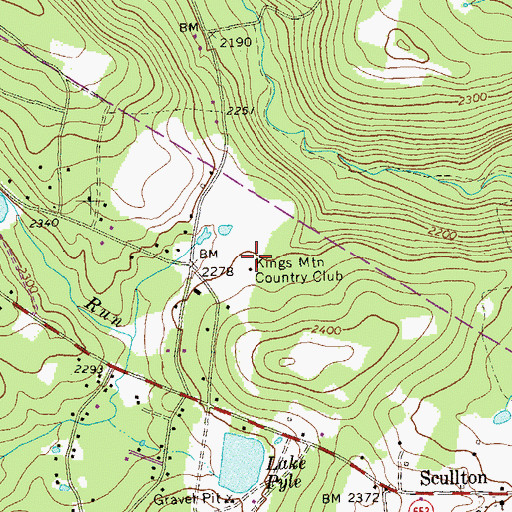 Topographic Map of Kings Mountain Country Club, PA