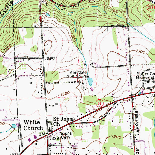 Topographic Map of Krendale Golf Course, PA