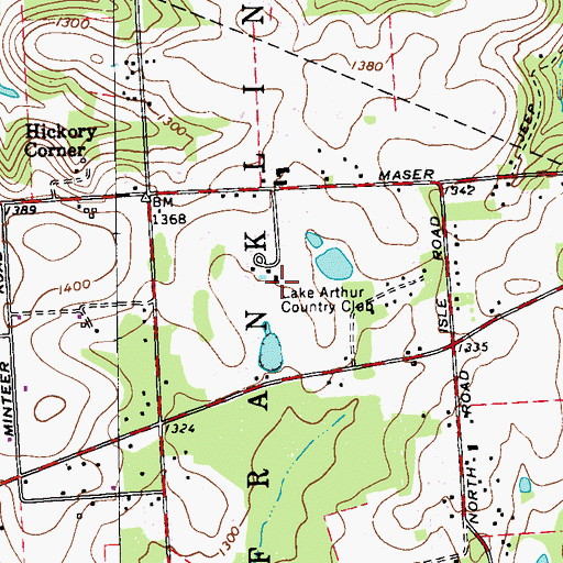 Topographic Map of Lake Arthur Country Club, PA