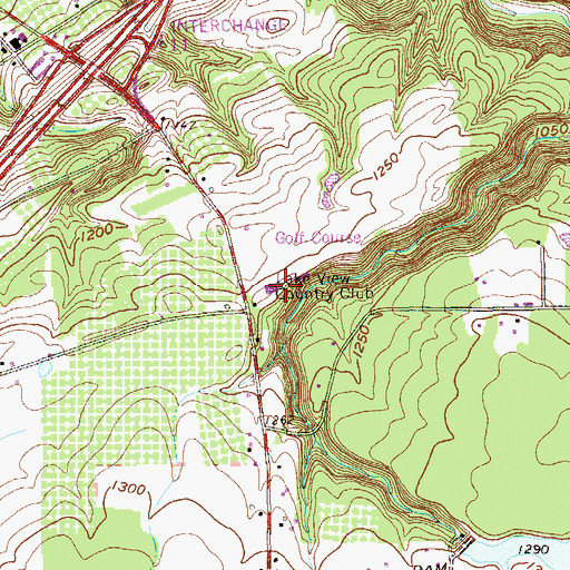 Topographic Map of Lake View Country Club, PA
