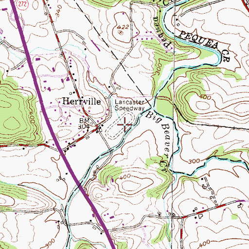 Topographic Map of Lancaster Speedway, PA