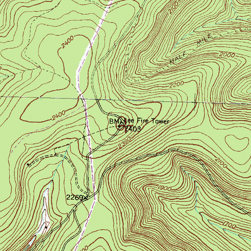 Topographic Map of Lee Fire Tower, PA