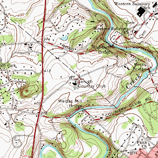 Topographic Map of Lehigh Country Club, PA