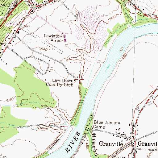 Topographic Map of Lewistown Country Club, PA