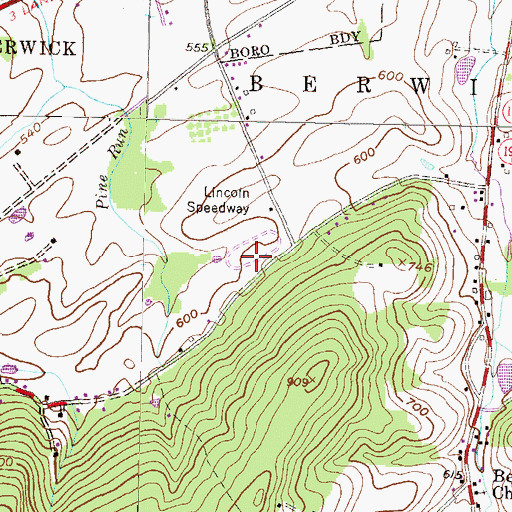 Topographic Map of Lincoln Speedway, PA