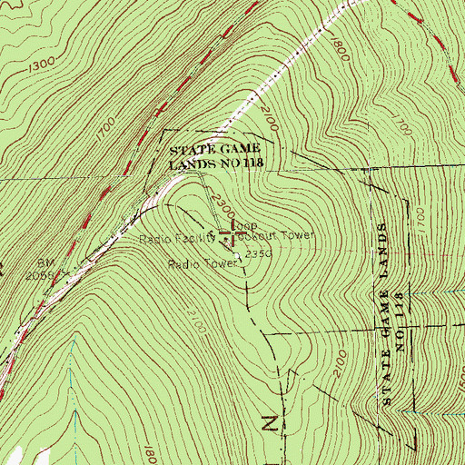 Topographic Map of Loop Lookout Tower, PA