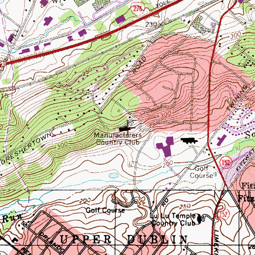 Topographic Map of Manufacturers Country Club, PA