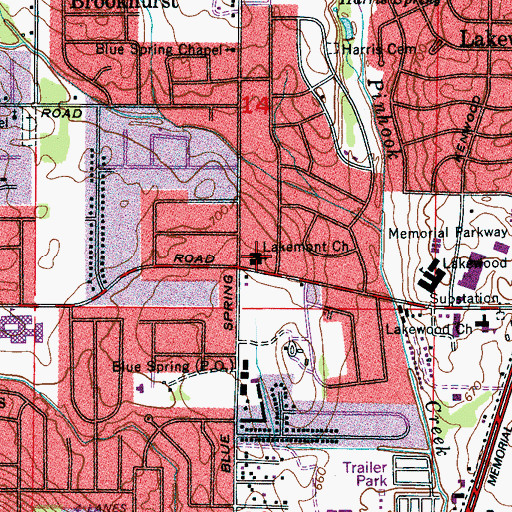 Topographic Map of Lakemont Church, AL