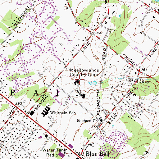 Topographic Map of Meadowlands Country Club, PA