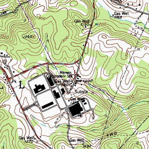 Topographic Map of Merwin Compressor Station, PA