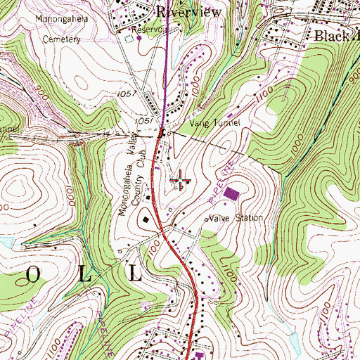 Topographic Map of Monongahela Valley Country Club, PA