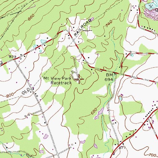 Topographic Map of Mount View Park Racetrack, PA