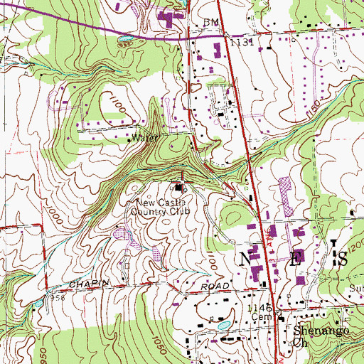 Topographic Map of New Castle Country Club, PA