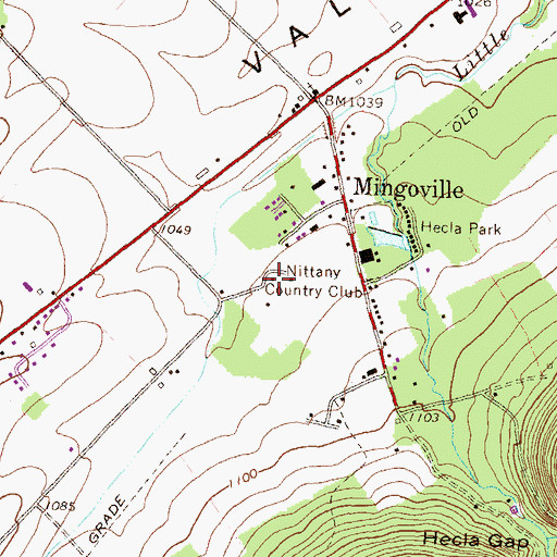 Topographic Map of Nittany Country Club, PA