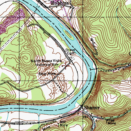 Topographic Map of North Buena Vista Historical Site, PA