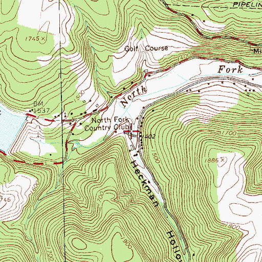 Topographic Map of North Fork Country Club, PA