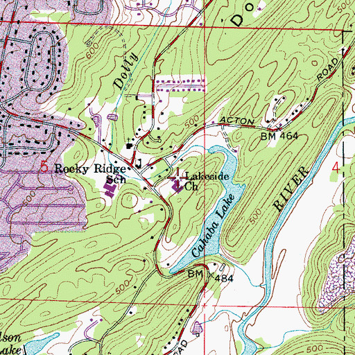 Topographic Map of Lakeside Baptist Church, AL