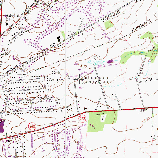 Topographic Map of Northampton Country Club, PA