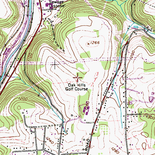 Topographic Map of Oak Hills Golf Course, PA