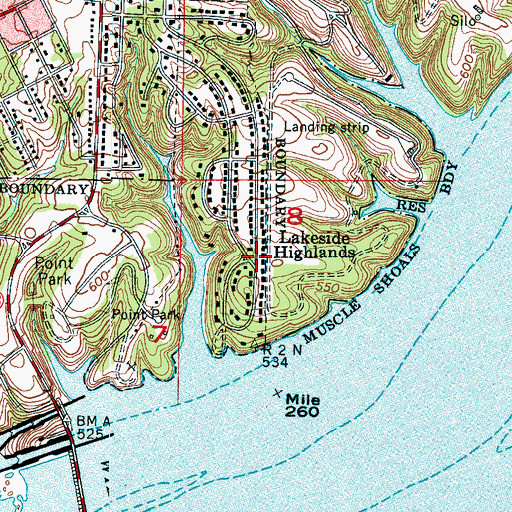 Topographic Map of Lakeside Highlands, AL