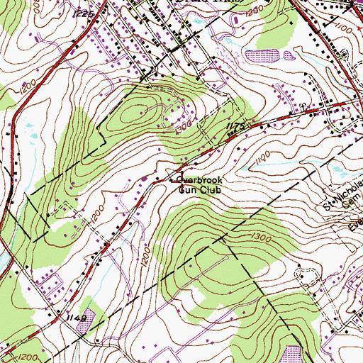 Topographic Map of Overbrook Gun Club, PA