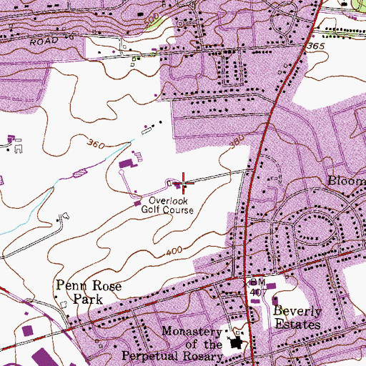 Topographic Map of Overlook Golf Course, PA