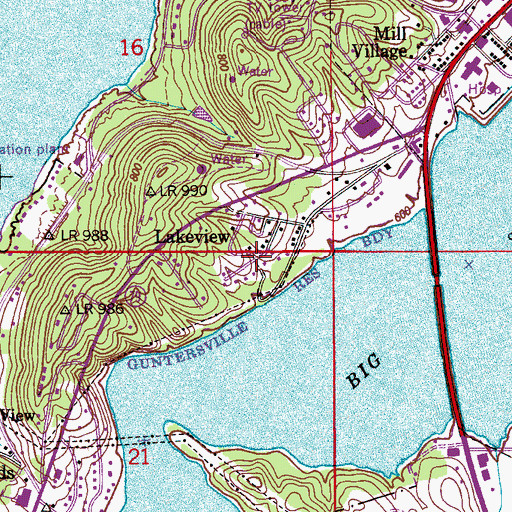 Topographic Map of Lakeview, AL