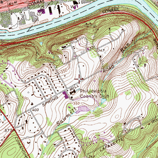 Topographic Map of Philadelphia Country Club, PA