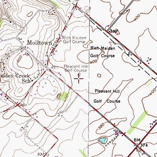 Topographic Map of Pleasant Hill Golf Course, PA