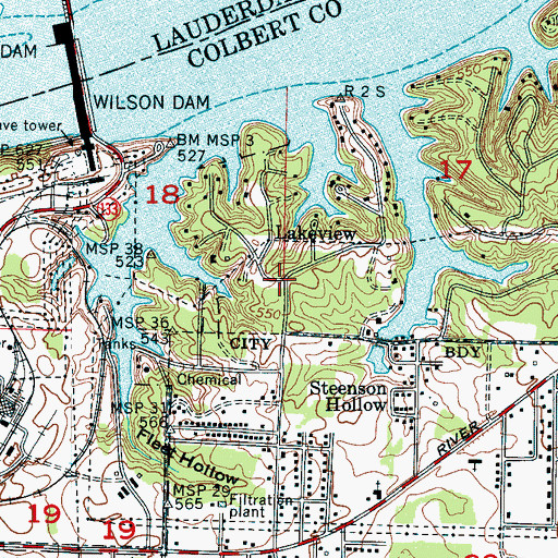 Topographic Map of Lakeview, AL