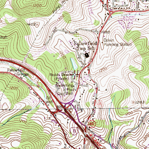 Topographic Map of Redds Beach, PA