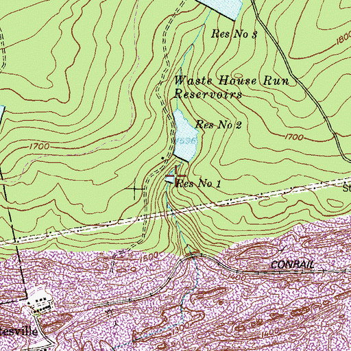 Topographic Map of Reservoir Number 1, PA