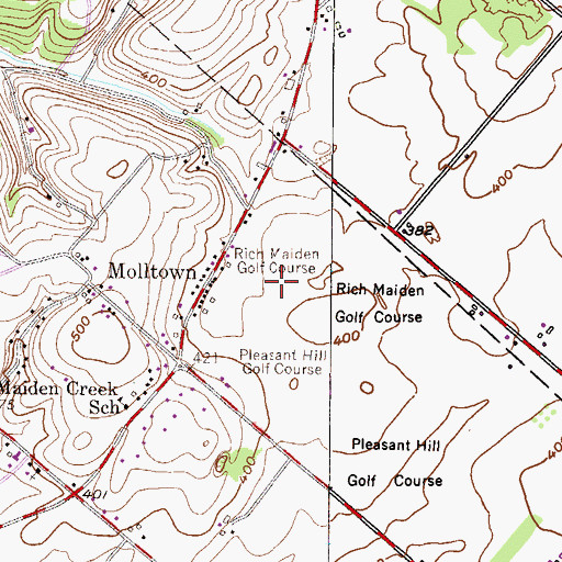 Topographic Map of Rich Maiden Golf Course, PA