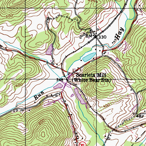 Topographic Map of Scarlets Mill, PA