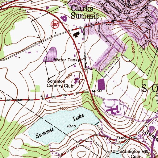 Topographic Map of Scranton Country Club, PA
