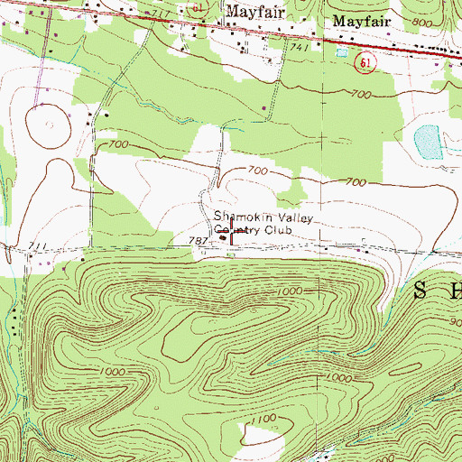 Topographic Map of Shamokin Valley Country Club, PA