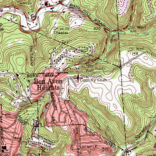 Topographic Map of Shannopin Country Club, PA