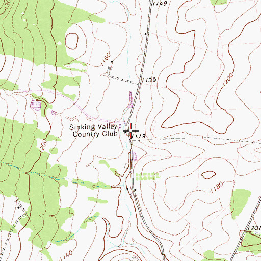 Topographic Map of Sinking Valley Country Club, PA