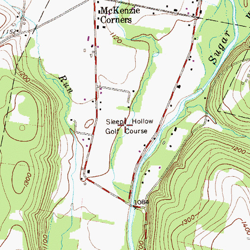 Topographic Map of Sleepy Hollow Golf Course, PA