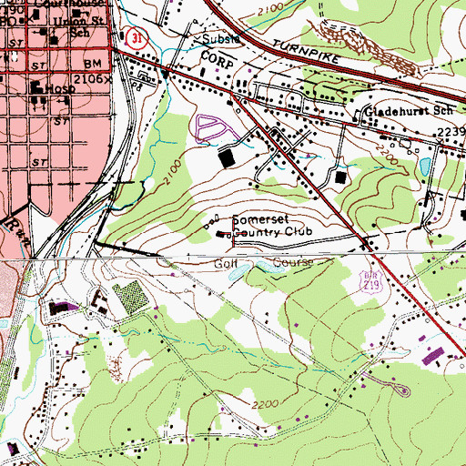 Topographic Map of Somerset Country Club, PA