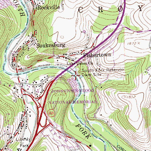 Topographic Map of South Fork Reservoir Dam Site, PA