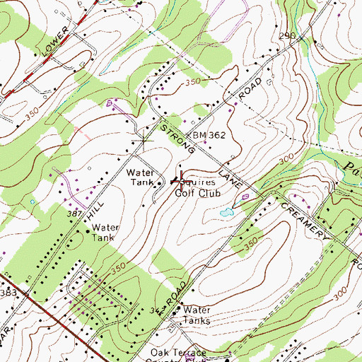 Topographic Map of Squires Golf Club, PA