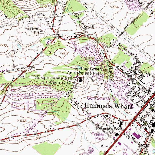 Topographic Map of Susquehanna Valley Country Club, PA