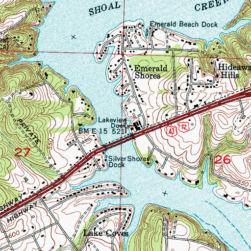 Topographic Map of Lakeview Dock, AL