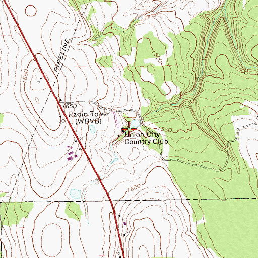 Topographic Map of Union City Country Club, PA