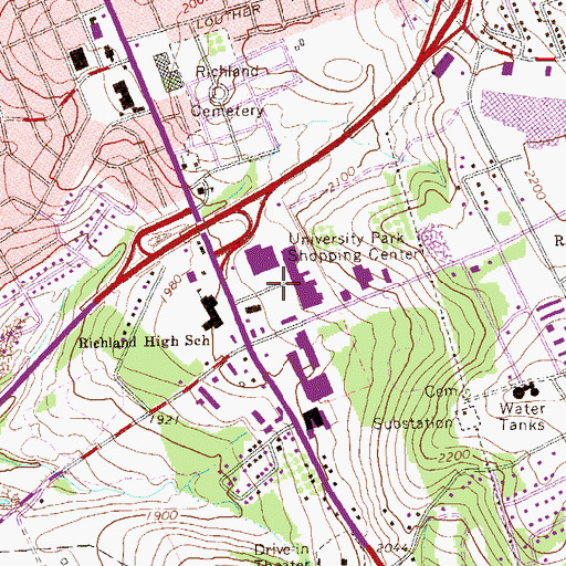 Topographic Map of University Park Shopping Center, PA