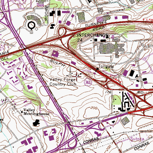 Topographic Map of Valley Forge Country Club, PA