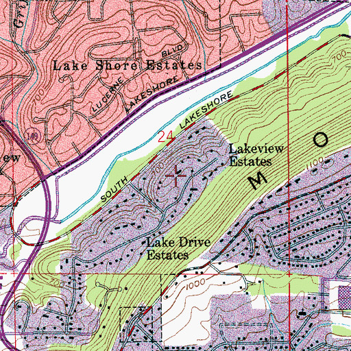 Topographic Map of Lakeview Estates, AL